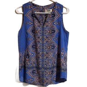 Verse Paisley sleeveless split neckline blouse